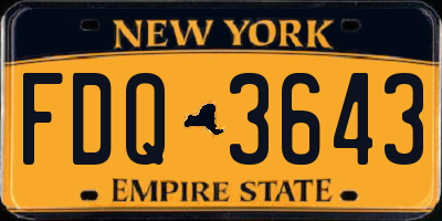 NY license plate FDQ3643