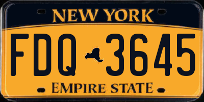 NY license plate FDQ3645