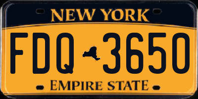 NY license plate FDQ3650