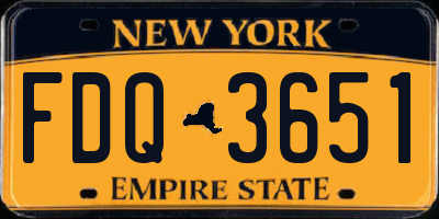 NY license plate FDQ3651
