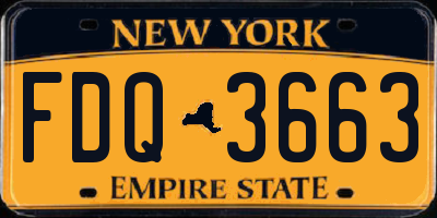 NY license plate FDQ3663