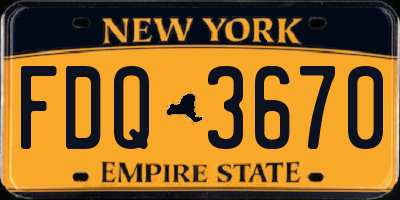 NY license plate FDQ3670