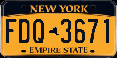 NY license plate FDQ3671