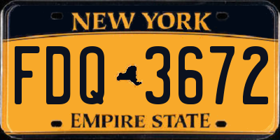 NY license plate FDQ3672