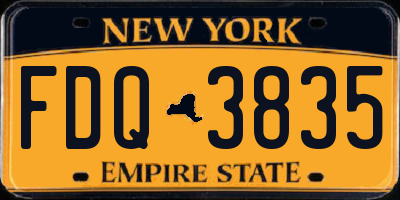 NY license plate FDQ3835