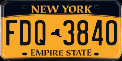 NY license plate FDQ3840