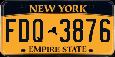 NY license plate FDQ3876