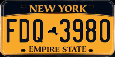NY license plate FDQ3980