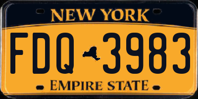NY license plate FDQ3983
