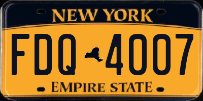 NY license plate FDQ4007