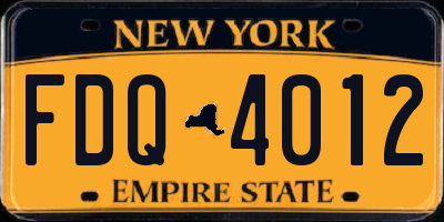 NY license plate FDQ4012