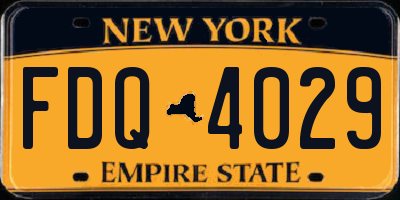 NY license plate FDQ4029