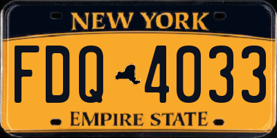 NY license plate FDQ4033