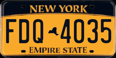 NY license plate FDQ4035