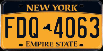 NY license plate FDQ4063