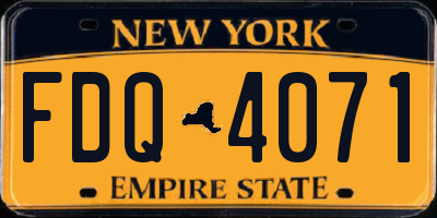 NY license plate FDQ4071
