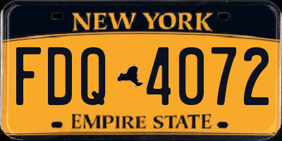 NY license plate FDQ4072