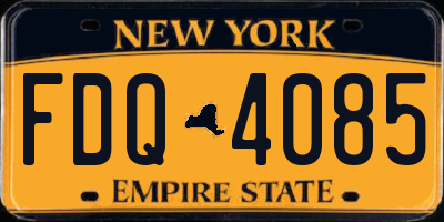 NY license plate FDQ4085