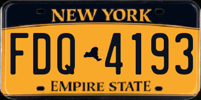 NY license plate FDQ4193