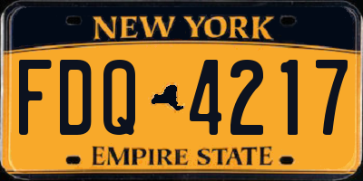 NY license plate FDQ4217