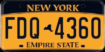 NY license plate FDQ4360