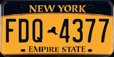 NY license plate FDQ4377