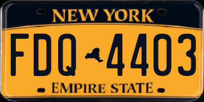 NY license plate FDQ4403