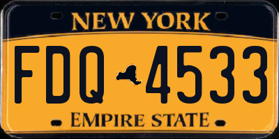 NY license plate FDQ4533