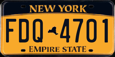 NY license plate FDQ4701