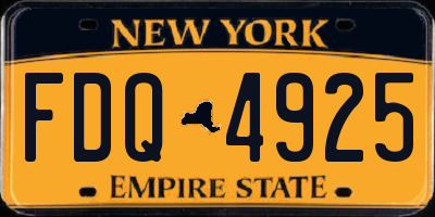 NY license plate FDQ4925