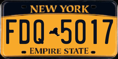 NY license plate FDQ5017
