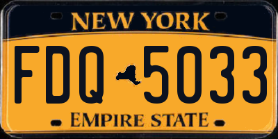 NY license plate FDQ5033