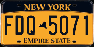 NY license plate FDQ5071