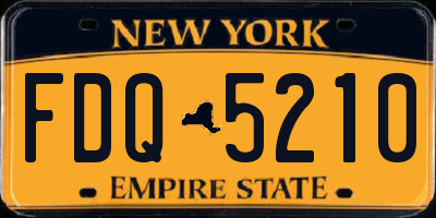 NY license plate FDQ5210
