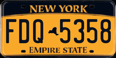 NY license plate FDQ5358
