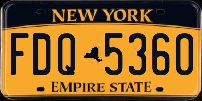 NY license plate FDQ5360