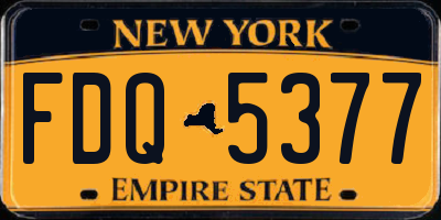 NY license plate FDQ5377
