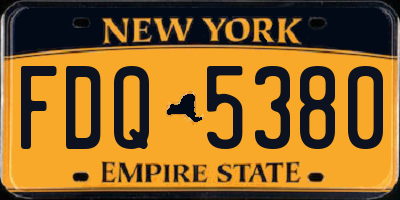 NY license plate FDQ5380