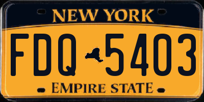 NY license plate FDQ5403
