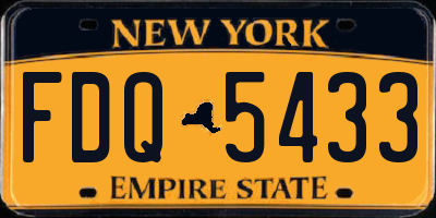 NY license plate FDQ5433