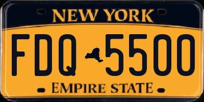 NY license plate FDQ5500