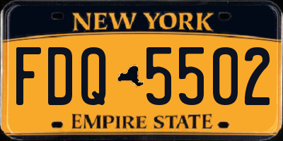 NY license plate FDQ5502