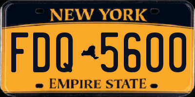 NY license plate FDQ5600