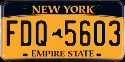 NY license plate FDQ5603