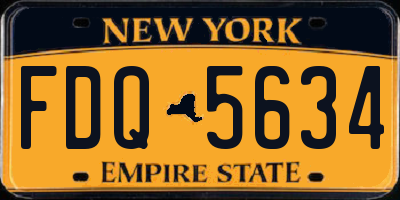 NY license plate FDQ5634