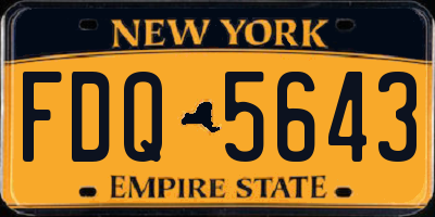NY license plate FDQ5643