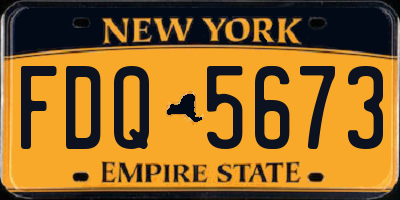 NY license plate FDQ5673