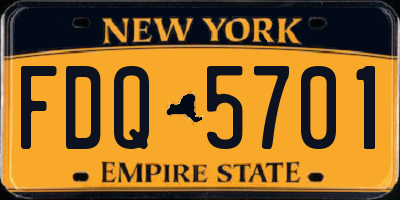 NY license plate FDQ5701