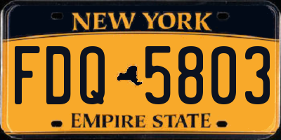 NY license plate FDQ5803