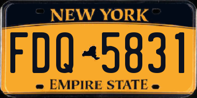 NY license plate FDQ5831